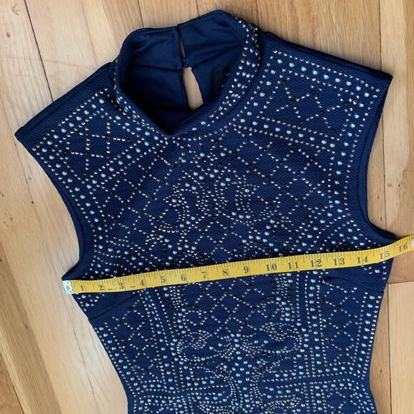 Va Va Voom Navy Blue Studded Dress Size Small Formal Party Cocktail Dress - Picture 9 of 10